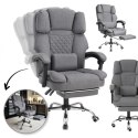 Fotel biurowy obrotowy MASTER z podnóżkiem i masażerem - szary MATERIAŁ KO32SZ
