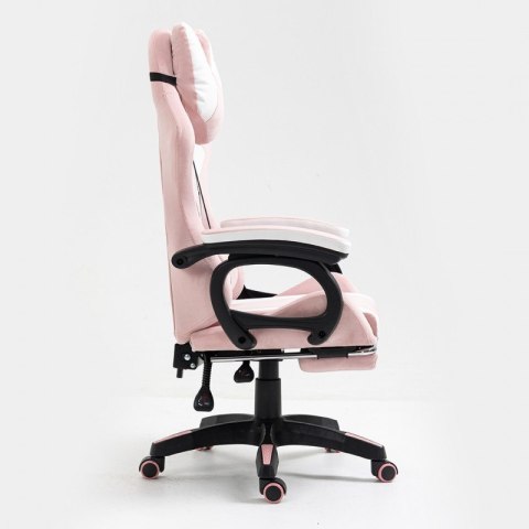 Fotel gamingowy obrotowy STUDENT, podnóżek i poduszka masującą róż KO23R