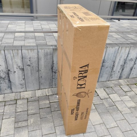 Fotel wiszący huśtawka, kokon składany brązowy z beżowymi poduszkami KR37BR