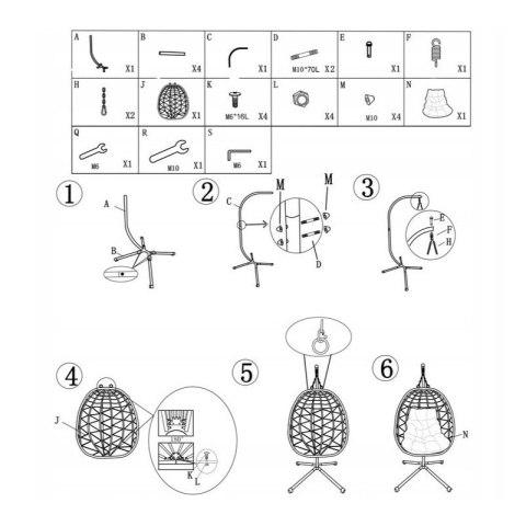 Fotel wiszący huśtawka, kokon składany szary z beżowymi poduszkami KR37SZ