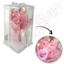 Bukiet zapachowych kwiatów mydlanych w pudełku na prezent, świecące LED BUK19