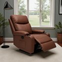 Fotel, sofa rozkładana jednoosobowa VERO z uchwytem na napój, ekoskóra brąz SOF01BR
