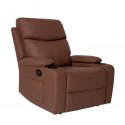 Fotel, sofa rozkładana jednoosobowa VERO z uchwytem na napój, ekoskóra brąz SOF01BR