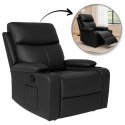 Fotel, sofa rozkładana jednoosobowa VERO z uchwytem na napój, ekoskóra czarna SOF01CZ