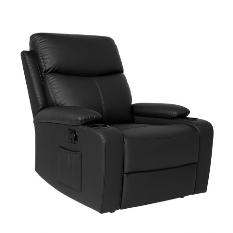 Fotel, sofa rozkładana jednoosobowa VERO z uchwytem na napój, ekoskóra czarna SOF01CZ