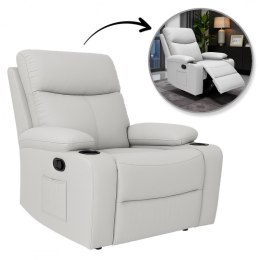 Fotel, sofa rozkładana jednoosobowa VERO z uchwytem na napój, ekoskóra szary SOF01SZ