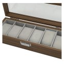 Szkatułka na 6 zegarków, etui, organizer zamykany ze szkłem 31x12x7,5cm PDMDF04