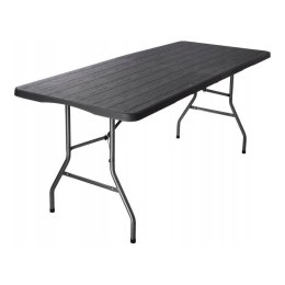 Składany stół kateringowy, turystyczny 70 x 180 cm, słoje drewna, brąz SC02BR