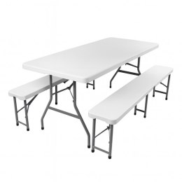 Składany zestaw kateringowy, turystyczny stół + 2 ławki 70x180 cm SC11