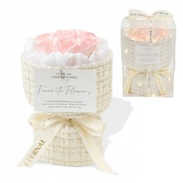 Bukiet zapachowych kwiatów mydlanych w pudełku na prezent, świecące LED BUK22