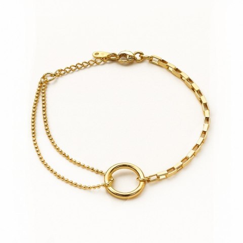 Bransoletka na rękę stal chirurgiczna pozłacana 14k złotem, Kółko BST1592