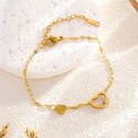 Bransoletka na rękę stal chirurgiczna pozłacana 14k złotem SERCA z cyrkonia BST1546