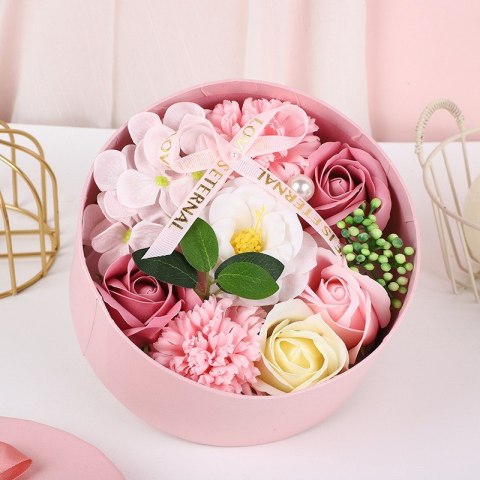 Bukiet zapachowych kwiatów mydlanych w ozdobnym pudełku, BUK25R