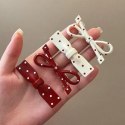 Zestaw pakiet 4w1 spinek wsuwek do włosów, KOKARDY czerwone białe kropki PINK SP452