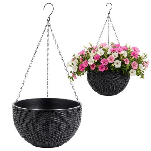 Doniczka wisząca szara duża PLASTER MIODU 26 cm ROS10SZ