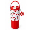 Kubek termiczny z uchwytem i ustnikiem, czerwony w wisienki 750ml BD57