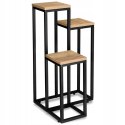 Kwietnik, regał, stojak na kwiaty, potrójny, czarny loftowy, jasny brąz SZ52