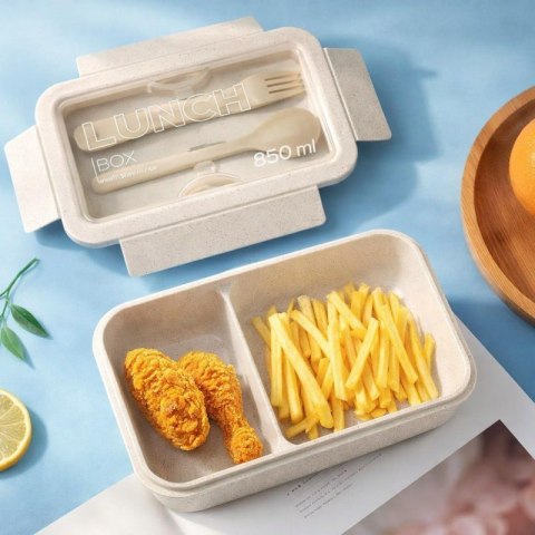 Lunchbox, zweigeteilt mit Besteck, 850 ml, PJM46