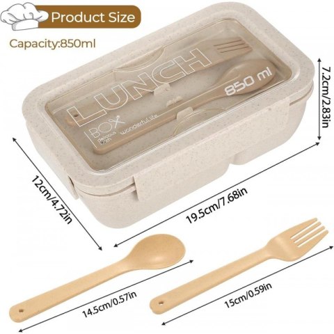 Lunchbox, zweigeteilt mit Besteck, 850 ml, PJM46