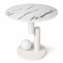 Stolik kawowy, pomocniczy, okrągły, biały marmur 50cm, KULA STL28B