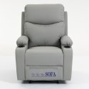 Fotel, sofa rozkładana jednoosobowa VERO z uchwytem na napój, ekoskóra szary SOF01SZ