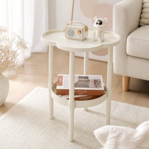 Mobilny stolik kawowy w kształcie koniczyny biały 38x38x47cm STL27B