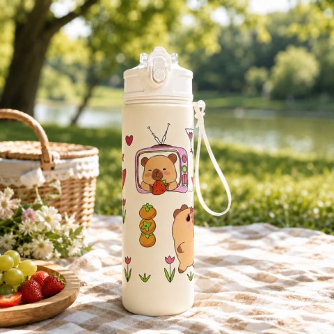 Butelka na wodę, bidon z rurką i ustnikiem 800ml KAPIBARA BD66