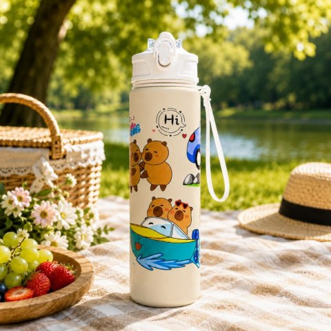 Butelka na wodę, bidon z rurką i ustnikiem 800ml KAPIBARA BD67