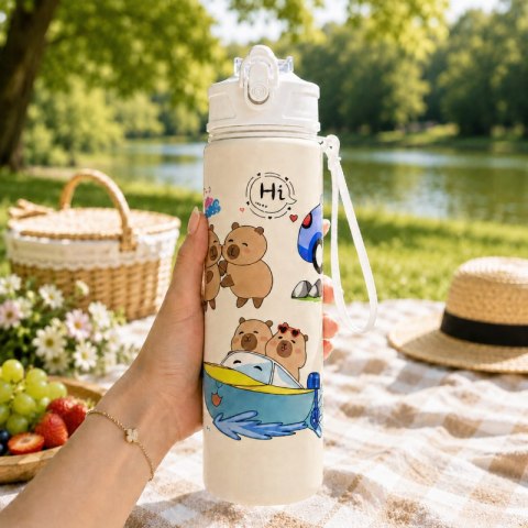 Butelka na wodę, bidon z rurką i ustnikiem 800ml KAPIBARA BD67