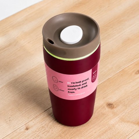 DUŻY POJEMNY KUBEK TERMICZNY 560 ml TERMOS zamykany, bordowy CUP30