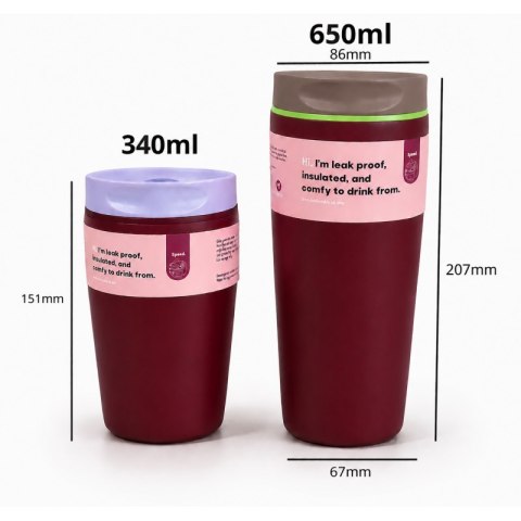 DUŻY POJEMNY KUBEK TERMICZNY 560 ml TERMOS zamykany, bordowy CUP30