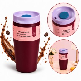 POJEMNY KUBEK TERMICZNY 340 ml TERMOS zamykany, bordowy CUP31