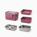 Śniadaniówka LUNCH BOX z widelcem, stal nierdzewna, 2 poziomy, ciemny róż PJM50CR