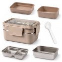 Śniadaniówka LUNCH BOX z widelcem, stal nierdzewna, 2 poziomy, kremowy PJM50K