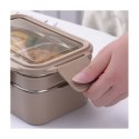 Śniadaniówka LUNCH BOX z widelcem, stal nierdzewna, 2 poziomy, kremowy PJM50K