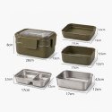 Śniadaniówka LUNCH BOX z widelcem, stal nierdzewna, 2 poziomy, zielony PJM50ZIE