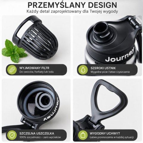 Butelka na wodę z uchwytem, sportowy bidon z miarką 680ML GALAXY czarny, BD71CZ