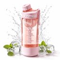Butelka na wodę z uchwytem, sportowy bidon z miarką 680ML GALAXY różowy BD71R