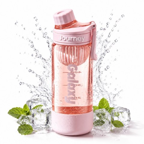Butelka na wodę z uchwytem, sportowy bidon z miarką 680ML GALAXY różowy BD71R