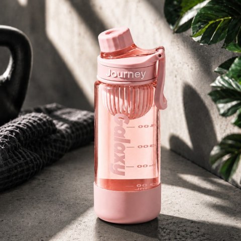 Butelka na wodę z uchwytem, sportowy bidon z miarką 680ML GALAXY różowy BD71R