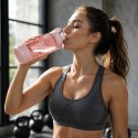 Butelka na wodę z uchwytem, sportowy bidon z miarką 680ML GALAXY różowy BD71R