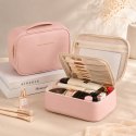Kosmetyczka rozkładana elegancka kuferek etui z ekoskóry róż KS146R