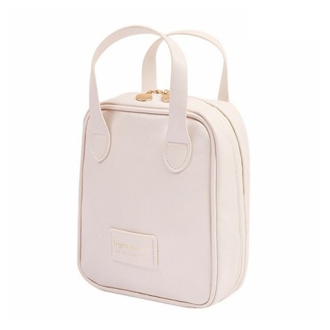 Kosmetyczka organizer na kosmetyki z rączką 17x7x19cm kremowa KS128B