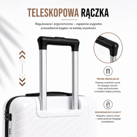 Zestaw 3w1 walizek podróżnych, kółka 360, lekkie a wytrzymałe, PP, na szyfr, premium białe WP17