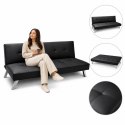 Sofa, kanapa 3 osobowa FLEX z funkcją spania, chromowane nogi, ekoskóra czarna SOF04CZ