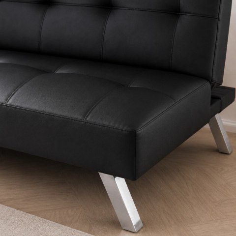 Sofa, kanapa 3 osobowa FLEX z funkcją spania, chromowane nogi, ekoskóra czarna SOF04CZ