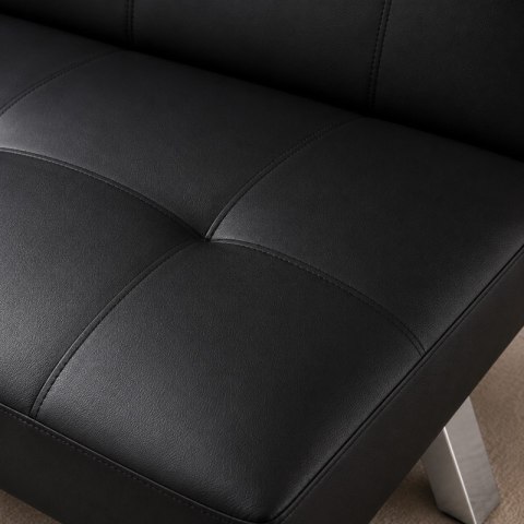 Sofa, kanapa 3 osobowa FLEX z funkcją spania, chromowane nogi, ekoskóra czarna SOF04CZ