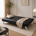 Sofa, kanapa 3 osobowa FLEX z funkcją spania, chromowane nogi, ekoskóra czarna SOF04CZ