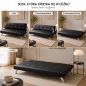 Sofa, kanapa 3 osobowa FLEX z funkcją spania, chromowane nogi, ekoskóra czarna SOF04CZ