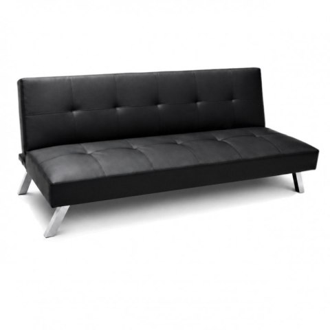 Sofa, kanapa 3 osobowa FLEX z funkcją spania, chromowane nogi, ekoskóra czarna SOF04CZ